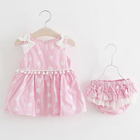 New Newborn Baby Girls Clothes Sleeveless Dress+Briefs 2PCS Outfits Set Striped Printed Cute Clothing Sets Summer Sunsuit 0-24M