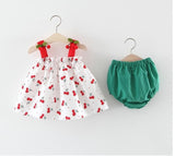 New Newborn Baby Girls Clothes Sleeveless Dress+Briefs 2PCS Outfits Set Striped Printed Cute Clothing Sets Summer Sunsuit 0-24M