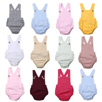 Summer Newborn Baby Girl Boy Cotton Solid Cute Bottom Romper Sleeveless Jumpsuit Infant One-pieces Suspender Outfit Clothes