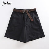 Jielur Shorts All-match 4 Solid Color Sashes Casual Shorts Women A-line High Waist Slim Short Femme Chic S-XXL Ladies Bottom