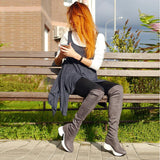 Stretch Fabrics Over The Knee Boots Height Increasing Round Toe Women Shoes Autumn Winter Casual Long Boots Size34-43