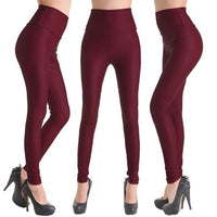 New Women Sexy Leggings Faux Leather Stretch Legging High Waist Leggings Juniors Pants 4 size 21 Colors