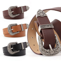 Women's vintage Carved Pin buckle PU Leather belt casual fashion wild belt Jeans dress waistband p78