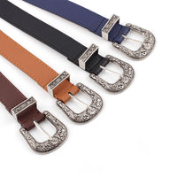 Women's vintage Carved Pin buckle PU Leather belt casual fashion wild belt Jeans dress waistband p78