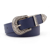 Women's vintage Carved Pin buckle PU Leather belt casual fashion wild belt Jeans dress waistband p78