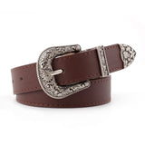 Women's vintage Carved Pin buckle PU Leather belt casual fashion wild belt Jeans dress waistband p78