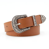 Women's vintage Carved Pin buckle PU Leather belt casual fashion wild belt Jeans dress waistband p78