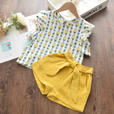 Kids Girls Clothing Sets Summer New Style Brand  Baby Girls Clothes short Sleeve T-Shirt+Pant Dress 2Pcs Children Clothes Suits