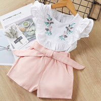 Kids Girls Clothing Sets Summer New Style Brand  Baby Girls Clothes short Sleeve T-Shirt+Pant Dress 2Pcs Children Clothes Suits