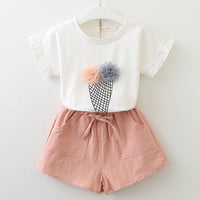 Kids Girls Clothing Sets Summer New Style Brand  Baby Girls Clothes short Sleeve T-Shirt+Pant Dress 2Pcs Children Clothes Suits