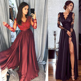 Women Lace Evening Party Ball Prom Gown Formal CLUB Wear Deep V Neck Long Dress