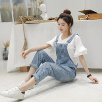 Denim Jumpsuits Women Spring Basic Washed Blue Overalls Outwear Office Lady Womens Elegant Long Trouser Rompers
