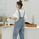 Denim Jumpsuits Women Spring Basic Washed Blue Overalls Outwear Office Lady Womens Elegant Long Trouser Rompers