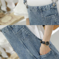 Denim Jumpsuits Women Spring Basic Washed Blue Overalls Outwear Office Lady Womens Elegant Long Trouser Rompers