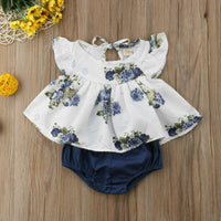 Newborn Infant Baby Girl Summer Floral Tops Dress+Short Pants Outfits Clothes US