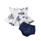 Newborn Infant Baby Girl Summer Floral Tops Dress+Short Pants Outfits Clothes US