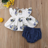 Newborn Infant Baby Girl Summer Floral Tops Dress+Short Pants Outfits Clothes US