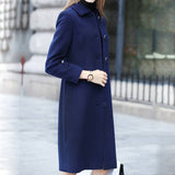 Lucyever Fashion British Solid Button Woolen Coat Women Plus Size Long Sleeve Coats Woman Elegant Pocket Slim Outwear Mujer