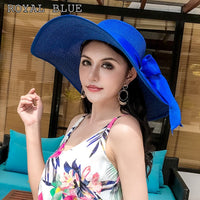 K60 Lady's Summer Beach Big Brim Straw Hat For Female Seaside Travel Hat Sun UV Protection All-match Cool Hat UPF 50+