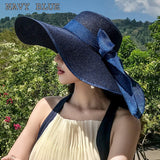 K60 Lady's Summer Beach Big Brim Straw Hat For Female Seaside Travel Hat Sun UV Protection All-match Cool Hat UPF 50+