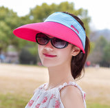 Women summer Sun Hats pearl packable sun visor hat with big heads wide brim beach hat UV protection female cap