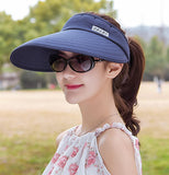 Women summer Sun Hats pearl packable sun visor hat with big heads wide brim beach hat UV protection female cap