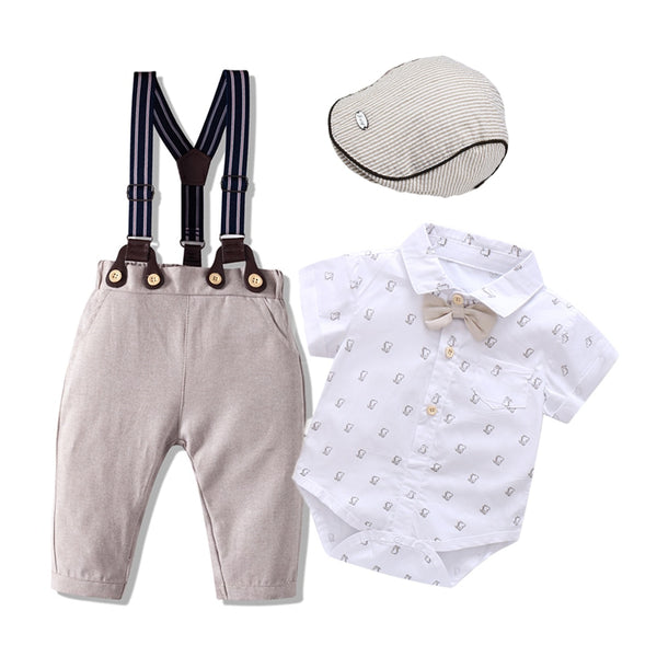 Newborn Clothes Baby Boys Cotton Clothing Infant Printed Bodysuit + Bib Pants Outfit Fashion Children Fall Costume 2021 New