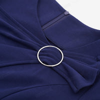 Vintage Elegant Solid Color Wear to Work Bow vestidos O Neck Business Party Bodycon Office Women Dress B481