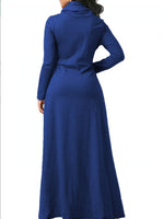 Women Warm Dress With Pocket Casual Solid Vintage Autumn Winter Maxi Dress Robe Bow Neck Long Elegant Dress