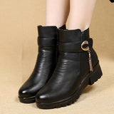 Winter Shoes New Women Boots Genuine Leather Wedge Heels Non-slip women's boots large size mother warm boots Female Snow Boots