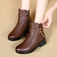 Winter Shoes New Women Boots Genuine Leather Wedge Heels Non-slip women's boots large size mother warm boots Female Snow Boots