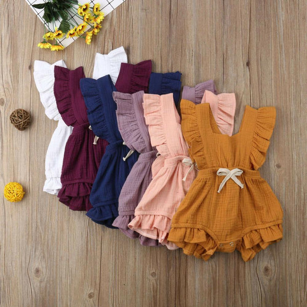 NEW Cute Baby Girl Ruffle Solid Color Romper Jumpsuit Outfits Sunsuit for Newborn Infant Children Clothes Kid Clothing