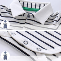 Newborn Baby Clothing for Boys Summer Suit Set Cotton Hat + Striped Romper + Blue Overall 3PCS Casual Children Outfit