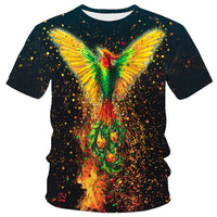 New T-shirt Flame T-shirt Men Phoenix Eagle Graphic T-shirt Printing Harajuku Funny T-shirt Animal T-shirt Casual Lively T-shirt