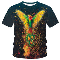 New T-shirt Flame T-shirt Men Phoenix Eagle Graphic T-shirt Printing Harajuku Funny T-shirt Animal T-shirt Casual Lively T-shirt