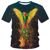 New T-shirt Flame T-shirt Men Phoenix Eagle Graphic T-shirt Printing Harajuku Funny T-shirt Animal T-shirt Casual Lively T-shirt