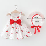Melario Children's Clothing Baby Girl Clothes Summer Party Clothing for Girls Dress Cherry Dot Princess Dresses Bow Hat Outfits