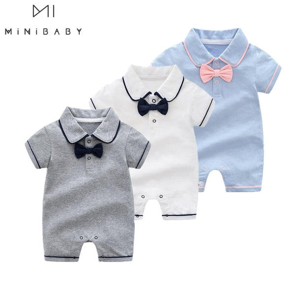 New style Summer Baby Boy gril Rompers 100% Cotton Baby Clothes Gentleman Baby Boys Romper Toddler Kids Jumpsuits birthday