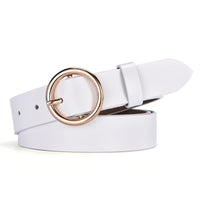 CARTELO Female The New classic retro fashion all-match leather belt light body paint round buckle belt simple Circle Pin Buckles