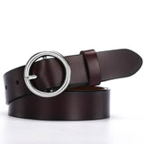 CARTELO Female The New classic retro fashion all-match leather belt light body paint round buckle belt simple Circle Pin Buckles