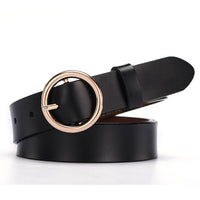CARTELO Female The New classic retro fashion all-match leather belt light body paint round buckle belt simple Circle Pin Buckles