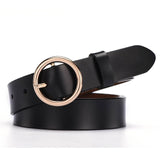 CARTELO Female The New classic retro fashion all-match leather belt light body paint round buckle belt simple Circle Pin Buckles