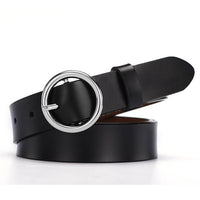 CARTELO Female The New classic retro fashion all-match leather belt light body paint round buckle belt simple Circle Pin Buckles