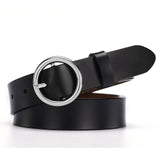 CARTELO Female The New classic retro fashion all-match leather belt light body paint round buckle belt simple Circle Pin Buckles