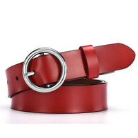 CARTELO Female The New classic retro fashion all-match leather belt light body paint round buckle belt simple Circle Pin Buckles