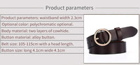 CARTELO Female The New classic retro fashion all-match leather belt light body paint round buckle belt simple Circle Pin Buckles