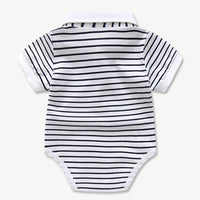 Newborn Baby Clothing for Boys Summer Suit Set Cotton Hat + Striped Romper + Blue Overall 3PCS Casual Children Outfit