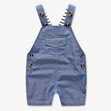 Newborn Baby Clothing for Boys Summer Suit Set Cotton Hat + Striped Romper + Blue Overall 3PCS Casual Children Outfit