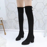Sexy Slim Fit Elastic Flock Over The Knee Boots Women shoes Autumn Winter ladies high heel Long Thigh Size 35-40