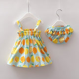 NEW Newborn Baby Girls Clothes Sleeveless Dress+Briefs 2PCS Outfits Set Striped Printed Cute Clothing Sets Summer Sunsuit 0-24M